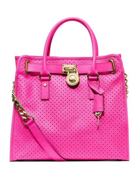 michael kors saffiano perforated leather handbag tote|Michael Kors hamilton large tote.